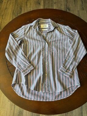 3621 Grayson The Hero Long Sleeve Cotton Button Up Blue Pink Stripe Sz 1 XS